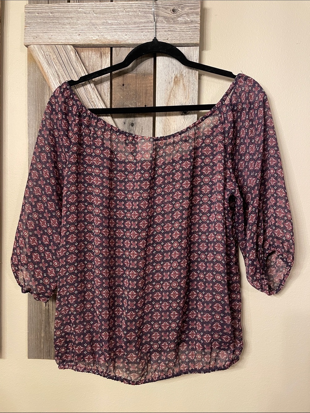 Mossimo Supply Co. Black Floral Peasant Blouse - Picture 4 of 5